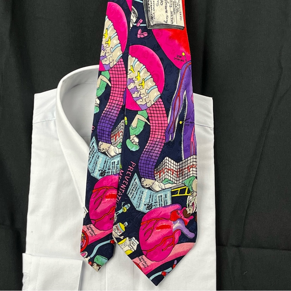 Vintage 90s SIGNED Nicole Miller Medical F.D. Tie